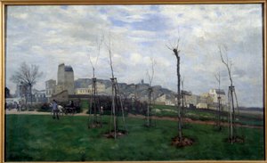 Utsikt over Montmartre tatt fra blomsterbyen ved Batignolles-maleriet av Alfred Sisley (1839-1899) 1869 Søn. 0,7x1,17 m Grenoble, Musee des Beaux Arts av Alfred Sisley
