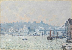 Utsikt over Themsen: Charing Cross Bridge, 1874 av Alfred Sisley
