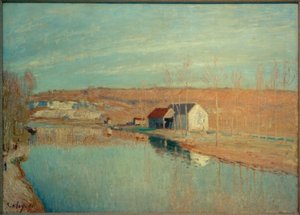 Loing og Coteaux de St. Nicaise - Soleil de Mars av Alfred Sisley