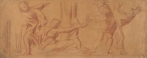 Gruppe av figurer, barn som tigger i sentrum av Alfred Emile Stevens