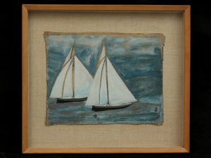 To seilbåter, ca. 1930 av Alfred Wallis