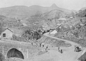 Utsikt over Maskeliya som viser Adams Peak, c1890, 1910 av Alfred William Amandus Plate