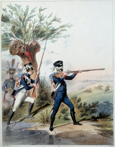 Napoleons hær: Imperial Guard. Gravering av Alfred De Marbot (1800-tallet) 1809. Malmaison, Slottsmuseet. av Alfred de (after) Marbot