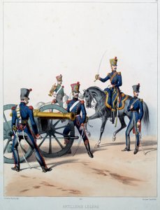 Napoleonic Armee: Lett artilleri. Gravering av Alfred De Marbot (1800-tallet) 1812. Malmaison, Musee Du Chateau. av Alfred de (after) Marbot