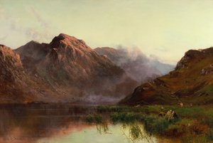 The Hunt of Wildfowl Llyn Crafnant (olje på lerret) av Alfred de Breanski