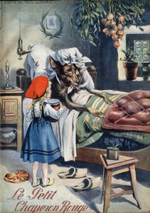 Rødhette. Folkeeventyr. Illustrasjon av Vaccari og Carrey i "" Les beaux tales"" samling "" Nos loisirs""" rundt 1910. Privat samling.