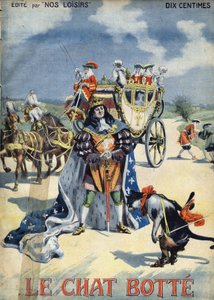 Støvlekatten. Folkeeventyr. Illustrasjon av Vaccari og Carrey i "" Les beaux tales"" samling "" Nos loisirs""" rundt 1910. Privat samling.