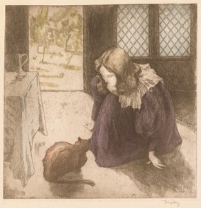 Interiør, liten jente med katt (La Petite fille au chat)