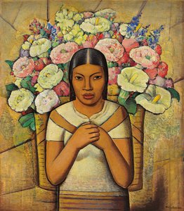 Blomsterselger; Blomsterselger, ca. 1934 (olje på lerret)