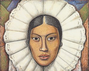 Tehuana, ca. 1930 (gouache og fargestift på papir) av Alfredo Ramos Martinez