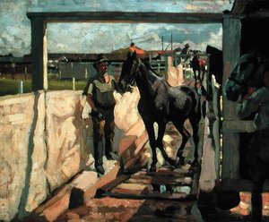 Svoveldip for skabb, ca. 1918 (olje på lerret)