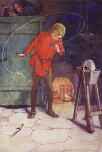Han oppfattet Tinker Bell i glasset sitt (farge litho)