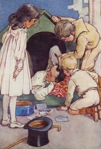 Han ville bo i kennelen til barnas retur (farge litho)
