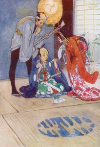 Illustrasjon for The Story of The Mikado (farge litho) av Alice Bolingbroke (after) Woodward