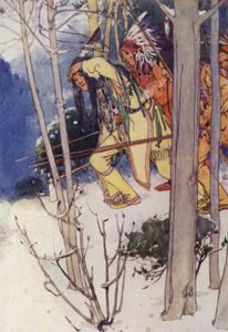 Indianerne krøp lydløst opp (farge litho)