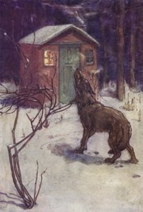 The baying of a ulv (farge litho)