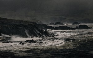 Cliffs Near Inch, 2018 (håndmalt fotografi)