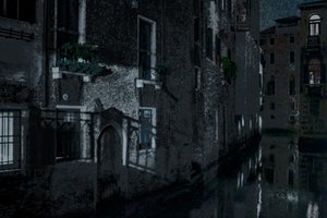 Måneskygger, Venezia, 2018 (håndmalt fotografi)