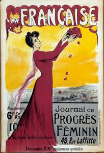 Plakat av "La francaise", tidsskrift for kvinners fremgang. Ring for abonnement. Illustrasjon av Alice Kub-Casalonga (1875-1948) 1927 Paris, Museum of the Two World Wars. Rettigheter forbeholdt. av Alice Kaub Casalonga