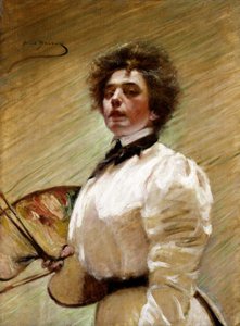 Selvportrett med palett, ca. 1906. av Alice Pike Barney