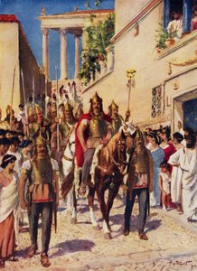 Alaric kommer inn i Athen (farge litho)