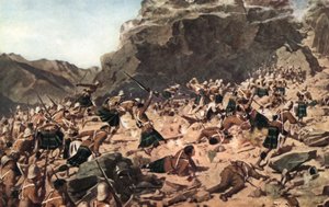 The Charge of the Gordon Highlanders at Dargai (farge litho)
