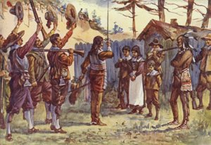 "Fortet har vært i gode hender" (farge litho) av Allan (after) Stewart