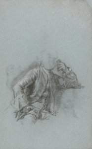 Studie for et portrett av en sittende herre (kritt med stubbe på blått papir) av Allan Ramsay