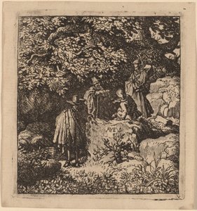 Fire figurer under et tre av Allart van Everdingen