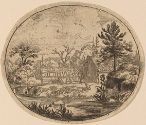 Hamlet ved bredden av en elv av Allart van Everdingen