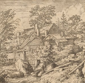 Hamlet på en fjellside, sannsynligvis ca. 16451656. av Allart van Everdingen