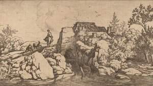 Rytter på en steinbro, sannsynligvis ca. 16451656. av Allart van Everdingen