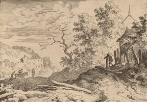 Hytte med restene av en hekk, sannsynligvis ca. 16451656. av Allart van Everdingen