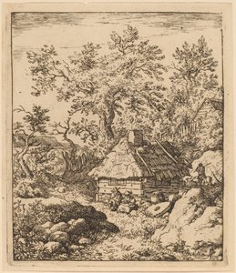 Landskap med kvernstein nær et fat, sannsynligvis ca. 16451656. av Allart van Everdingen