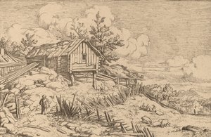 Mann nær inngangen til en ruinøs hekk, sannsynligvis ca. 16451656. av Allart van Everdingen