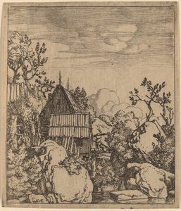 Mann på en liten trebro, sannsynligvis ca. 16451656. av Allart van Everdingen