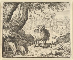 Renard overbeviser kaninen om å gå inn i hulen hans og dreper ham, 1650-75. av Allart van Everdingen