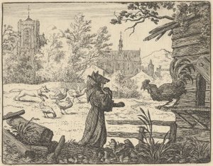Renard, forkledd som en munk, får hanens tillit, 1650-75.