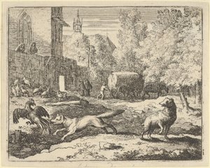 Renard vil finne en hane, 1650-75. av Allart van Everdingen