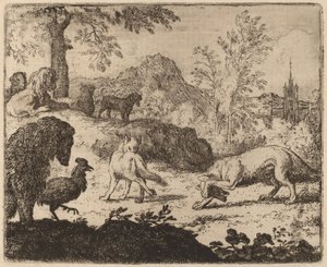 Reynard blinder ulven med ett øye, sannsynligvis ca. 16451656. av Allart van Everdingen