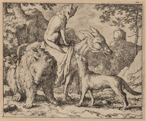 Reynard sitter på toppen av rumpa, sannsynligvis ca. 16451656. av Allart van Everdingen