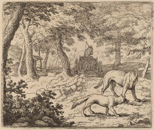 Reynard og ulven før fiskevognen, sannsynligvis ca. 16451656. av Allart van Everdingen