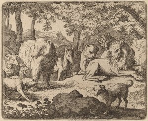 Reynard er løslatt for å fortelle sin historie, sannsynligvis ca. 16451656. av Allart van Everdingen