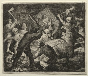 Reynard the Fox: Peasants Attack the Bear. av Allart van Everdingen