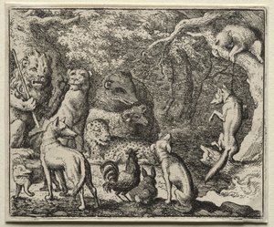 Reynard the Fox: Reynard ber om tillatelse til å tilstå av Allart van Everdingen