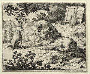 Reynard the Fox: Reynard lover gaver til løven av Allart van Everdingen