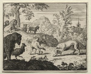 Reynard the Fox: Kampen mellom Reynard og ulven. av Allart van Everdingen