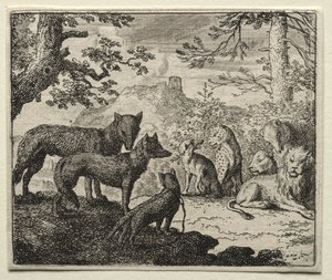 Reynard the Fox: The Relatives of Reynard Leave Court av Allart van Everdingen