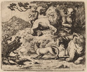 Reynards fiender er forferdet, sannsynligvis ca. 16451656. av Allart van Everdingen