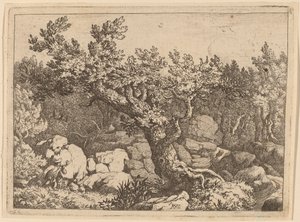 Sportsmann nær et stort tre, sannsynligvis ca. 16451656. av Allart van Everdingen